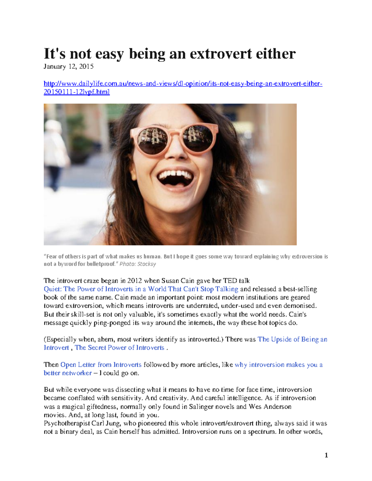It's not easy being an extrovert - But I hope it goes some way toward ...