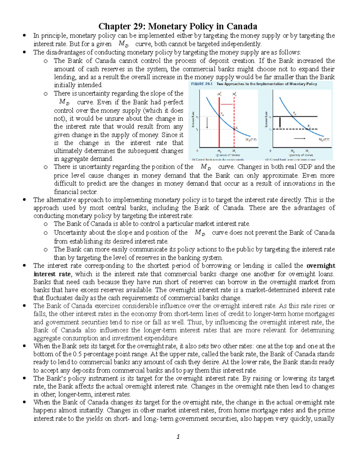 Lecture notes, Chapter 29 - Monetary Policy in Canada - Chapter 29 ...