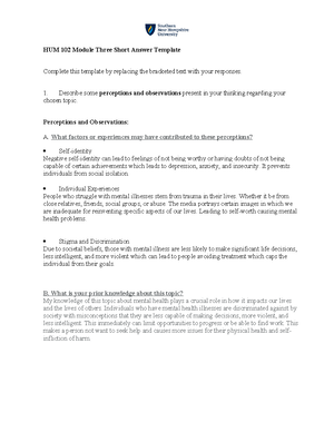 Module one short answer assignment 100%, A - HUM 102 Module 1 Short ...