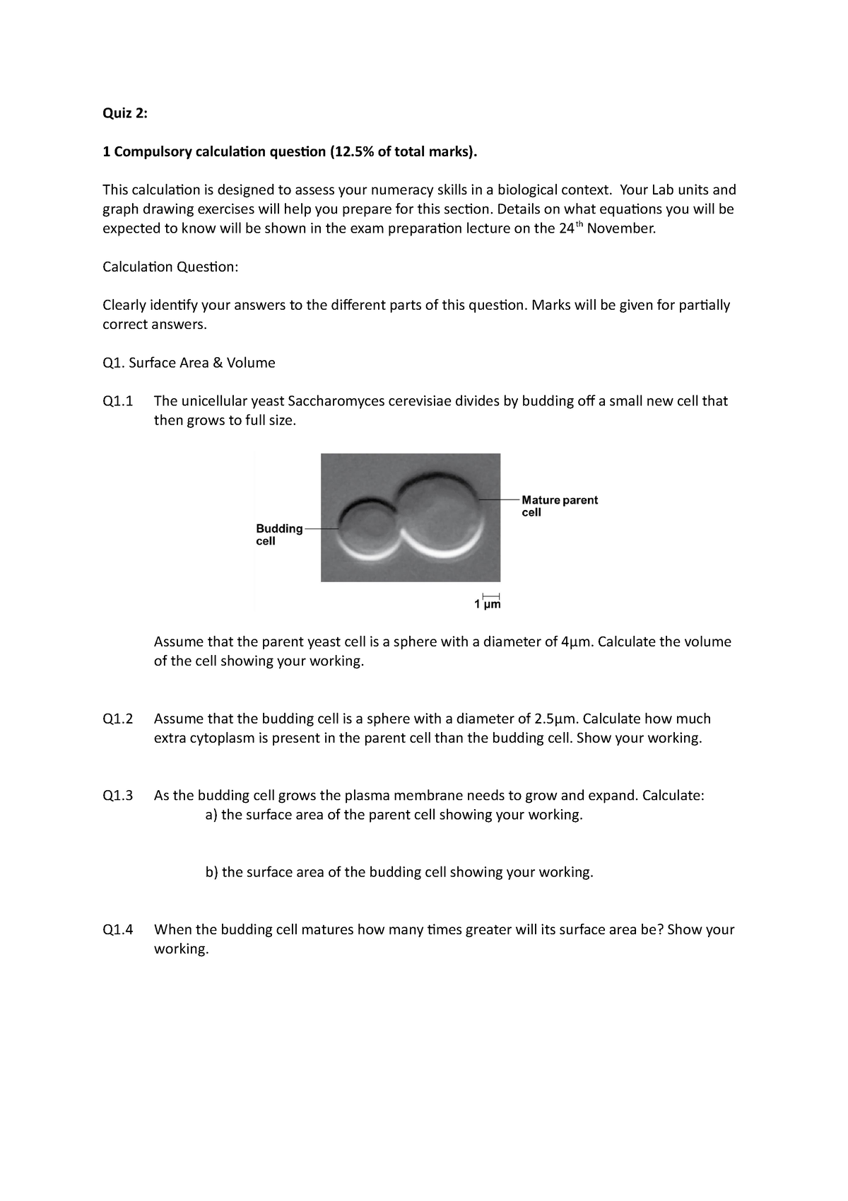 Quiz 2 Mock Exam - Calculation and SAQ - Quiz 2: 1 Compulsory ...