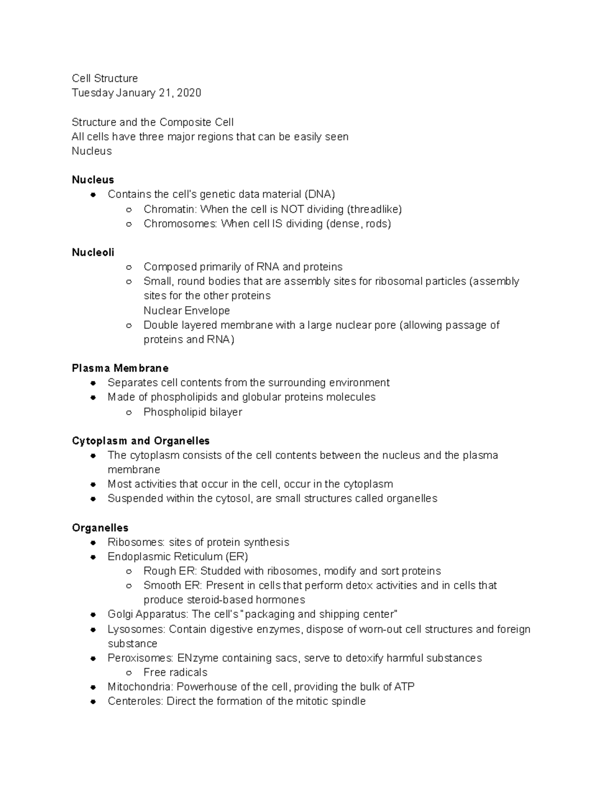 Histology and Tissues Lab - Cell Structure Tuesday January 21, 2020 ...