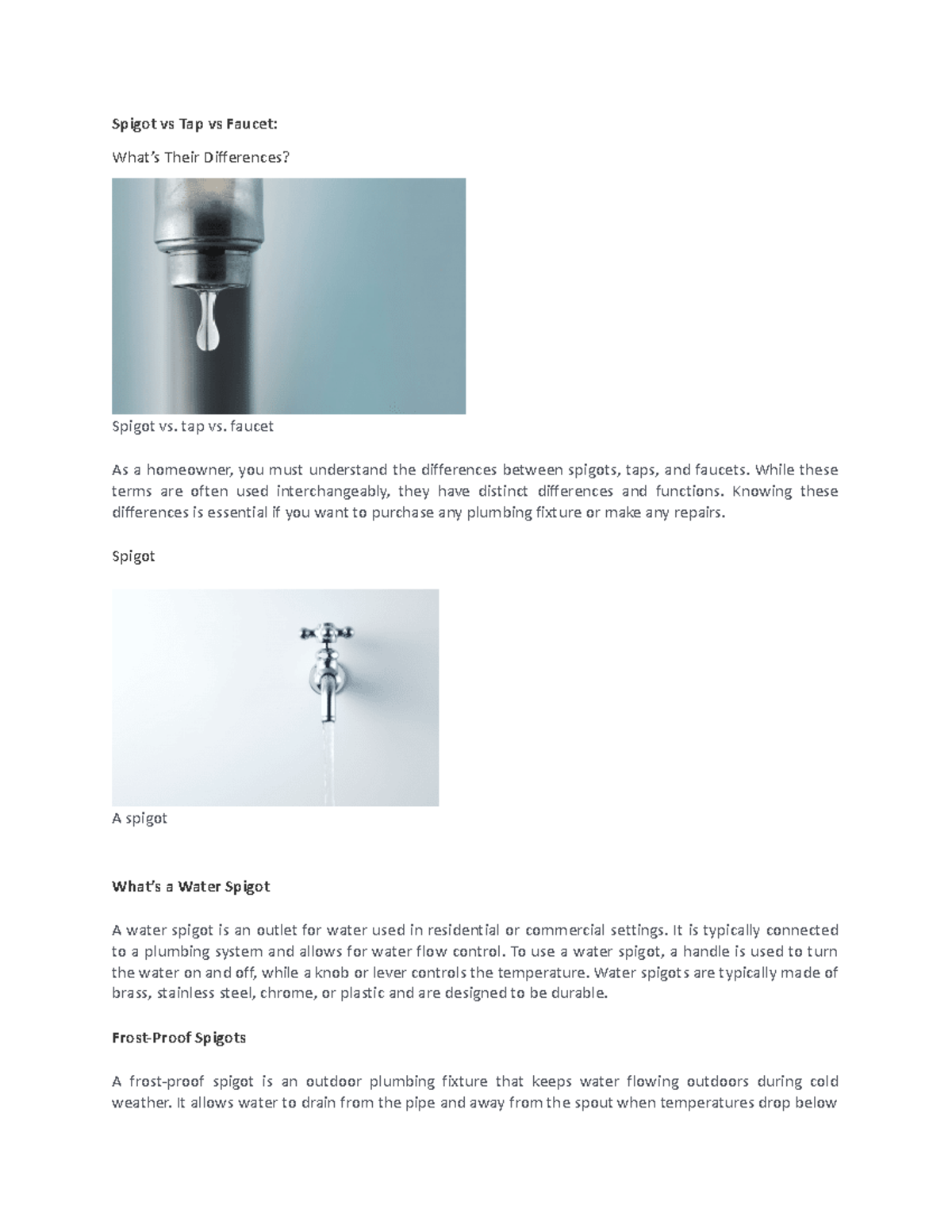 Spigot Vs Tap Vs Faucet