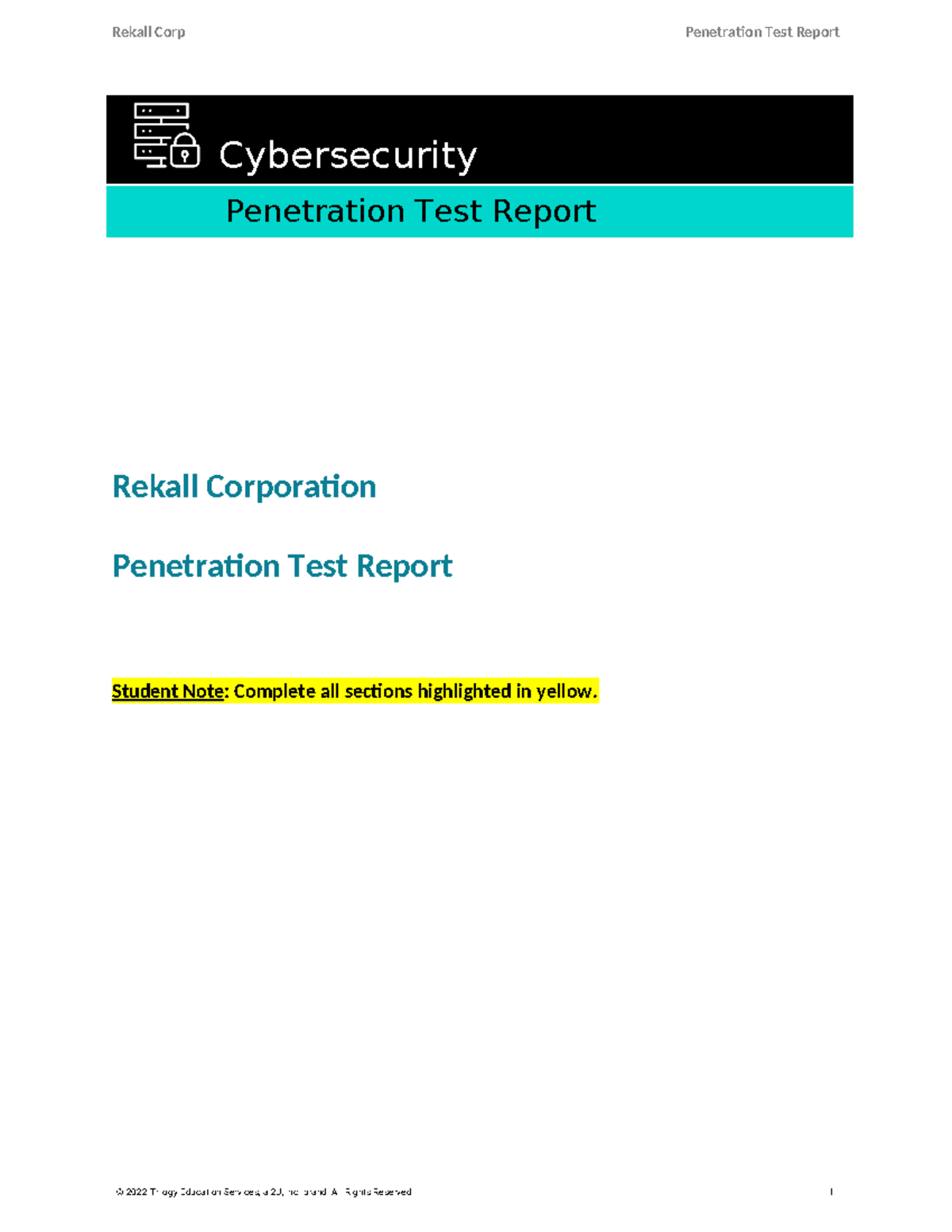 Copy of Ryan Whittaker - Rekall Penetration Report - Cybersecurity ...