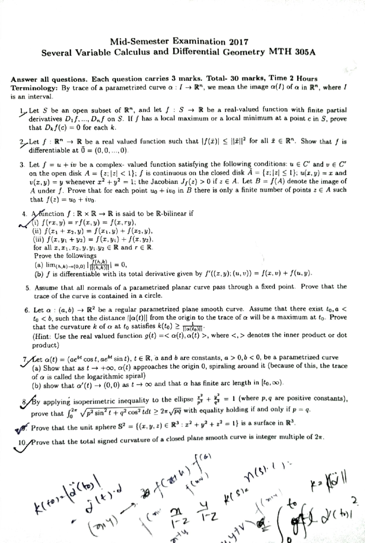 Mid 28 February 2017, questions - Several Variable Calculas - Studocu