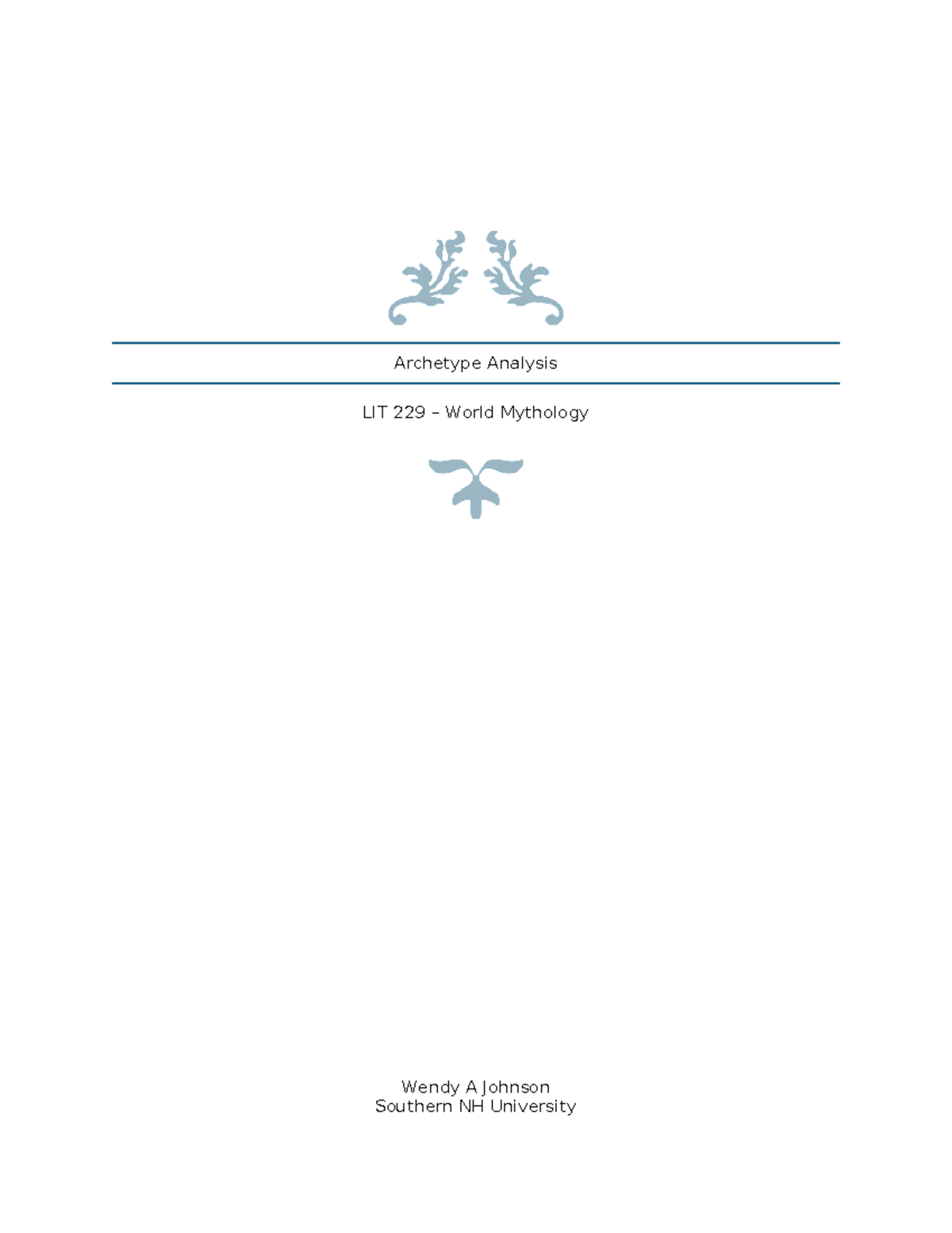 Archetype Analysis-Module Seven - Archetype Analysis LIT 229 – World ...