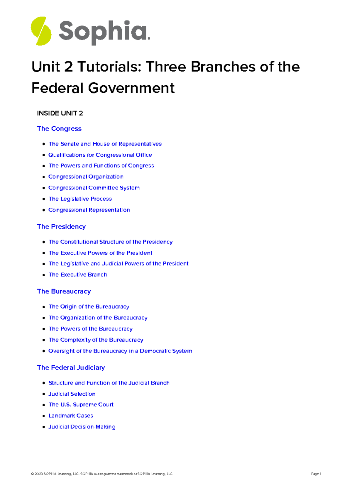 Unit 2 tutorials three branches of the federal government - Unit 2 ...