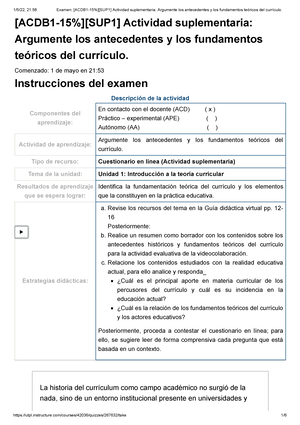 Cuestionario 1 - Resumen Teorías Y Modelos Curriculares - Studocu