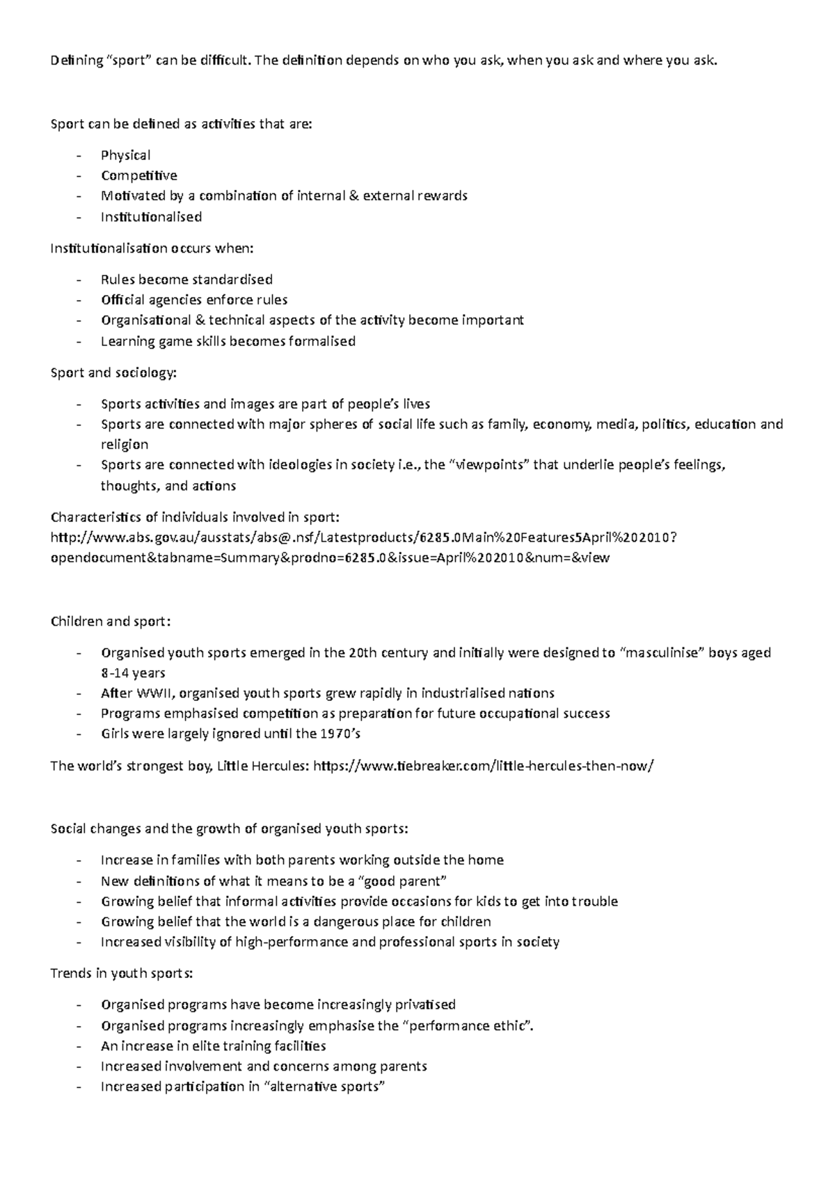 Unit 6 - Lecture Notes 6 - Defining “sport” Can Be Difficult. The ...