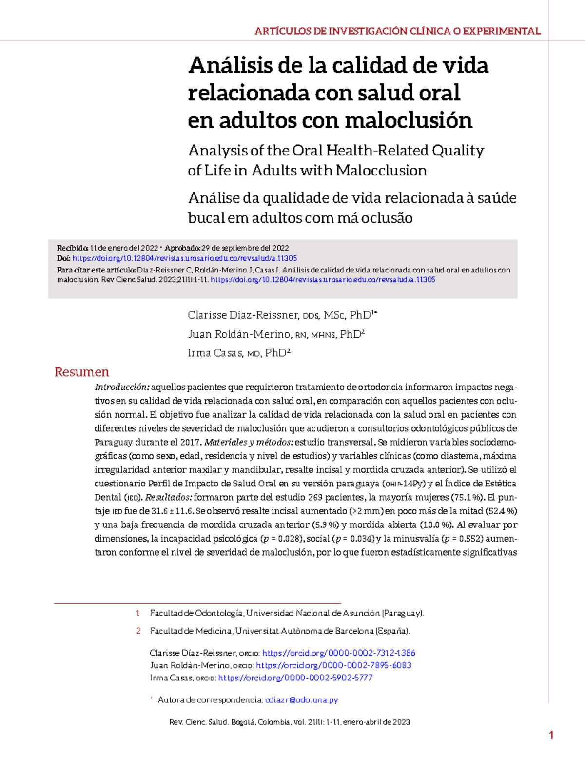 Análisis de la calidad de vida relacionada con salud oral en adultos ...