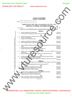 Aug-2021 - Question paper of IOT - Internet Of Things - Studocu