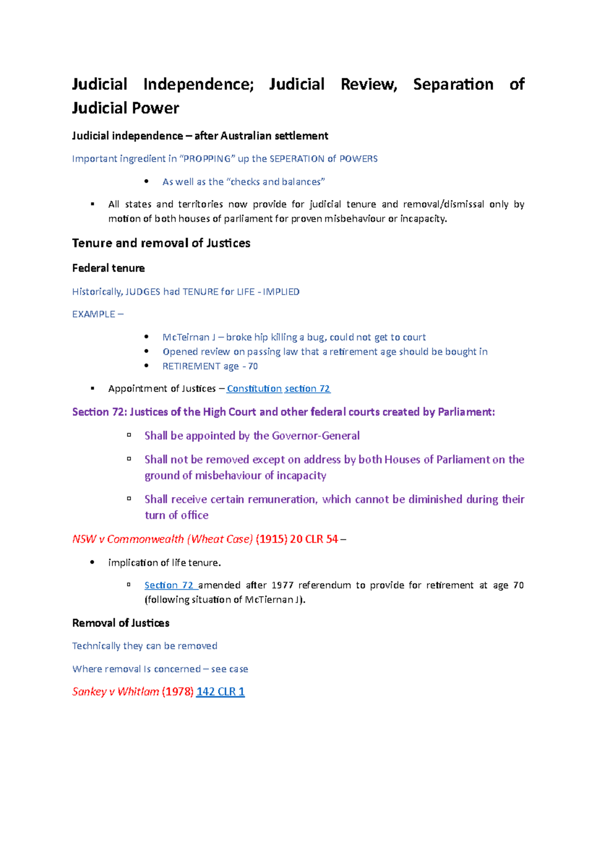 Week 9 - Judicial Independence; Judicial Review, Separation of Judicial ...