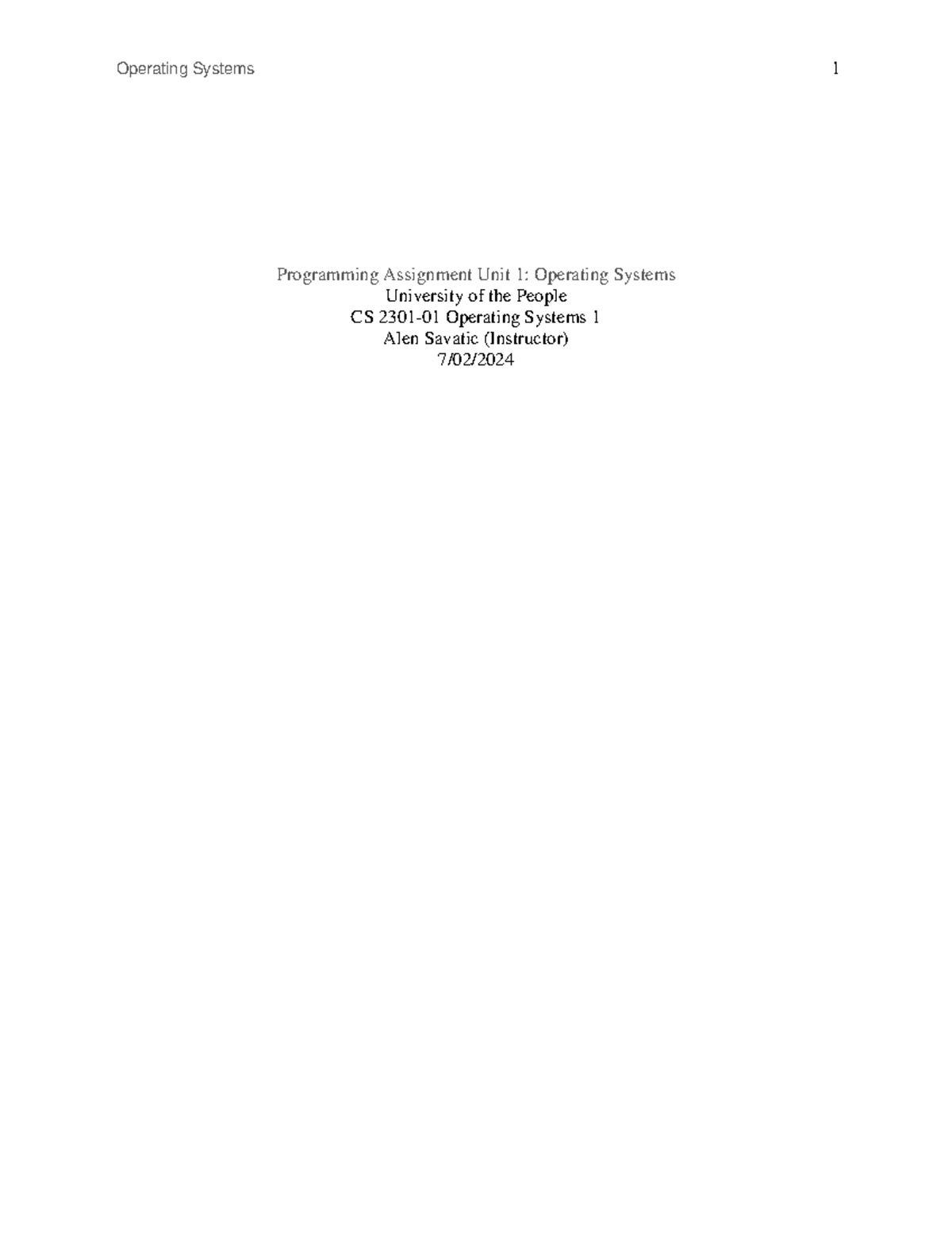 Unit 1 - Unit 1 Understanding Operating Systems Through Principles and ...