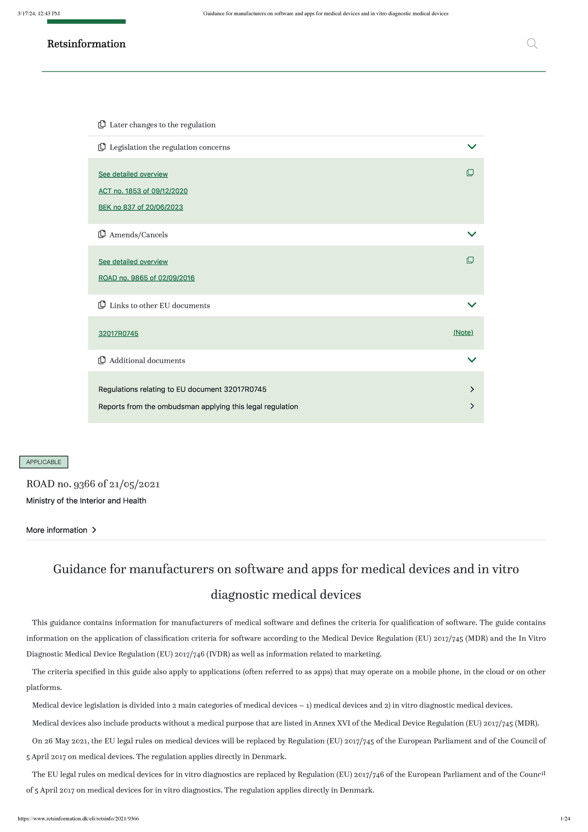 Guidance for manufacturers on software and apps for medical devices and