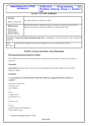 CDT-30 - Very important notes - AY:2022- U18CS102 : Programming For ...