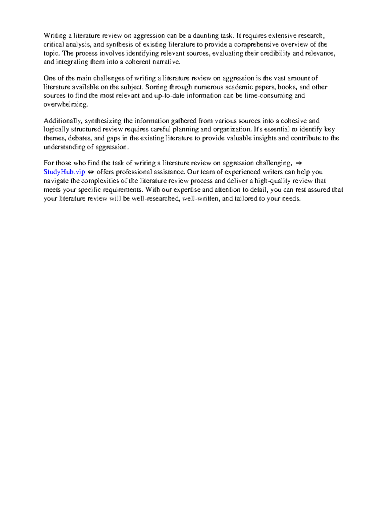 Literature Review Aggression - Writing a literature review on ...