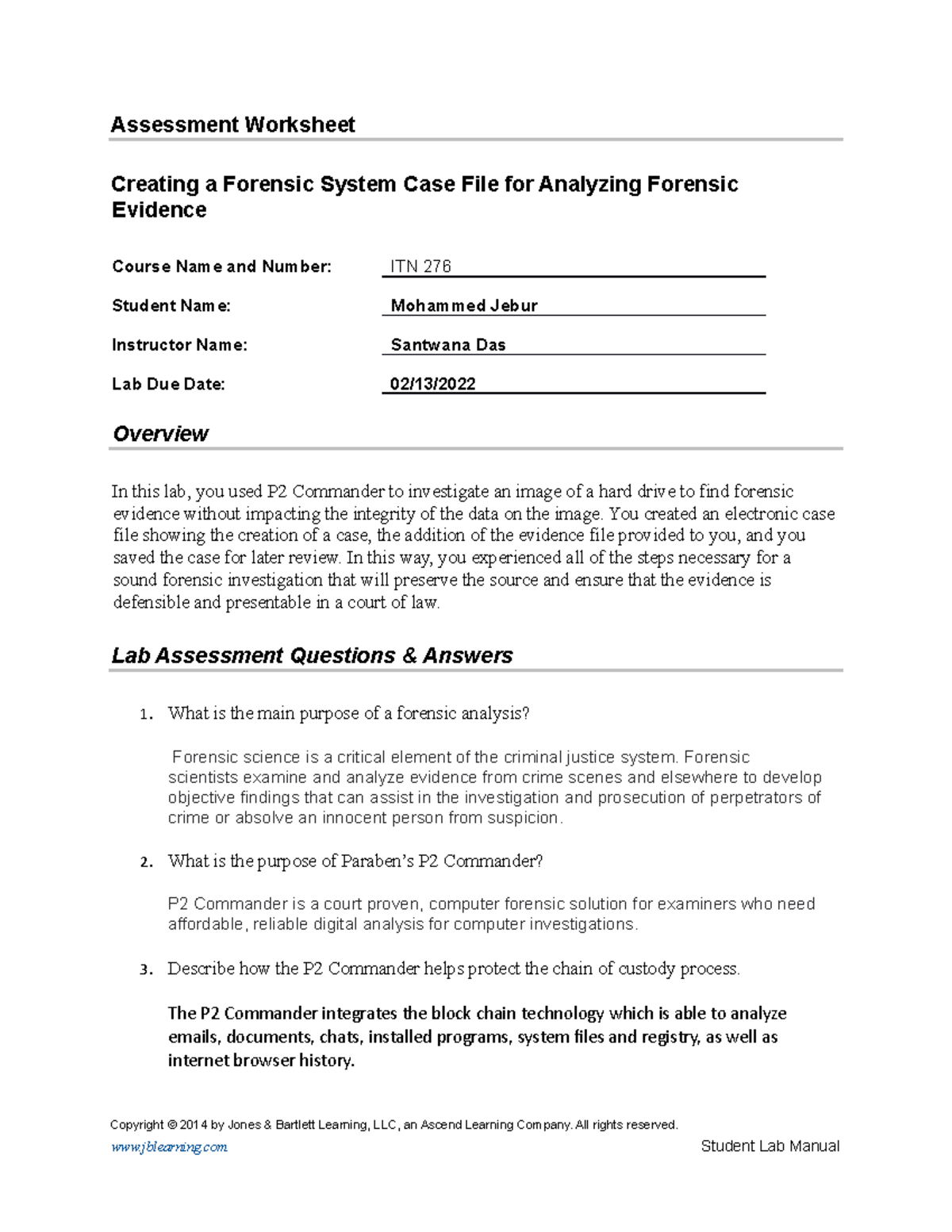 Lab 4 Creating a Forensic System Case File for Analyzing Forensic ...