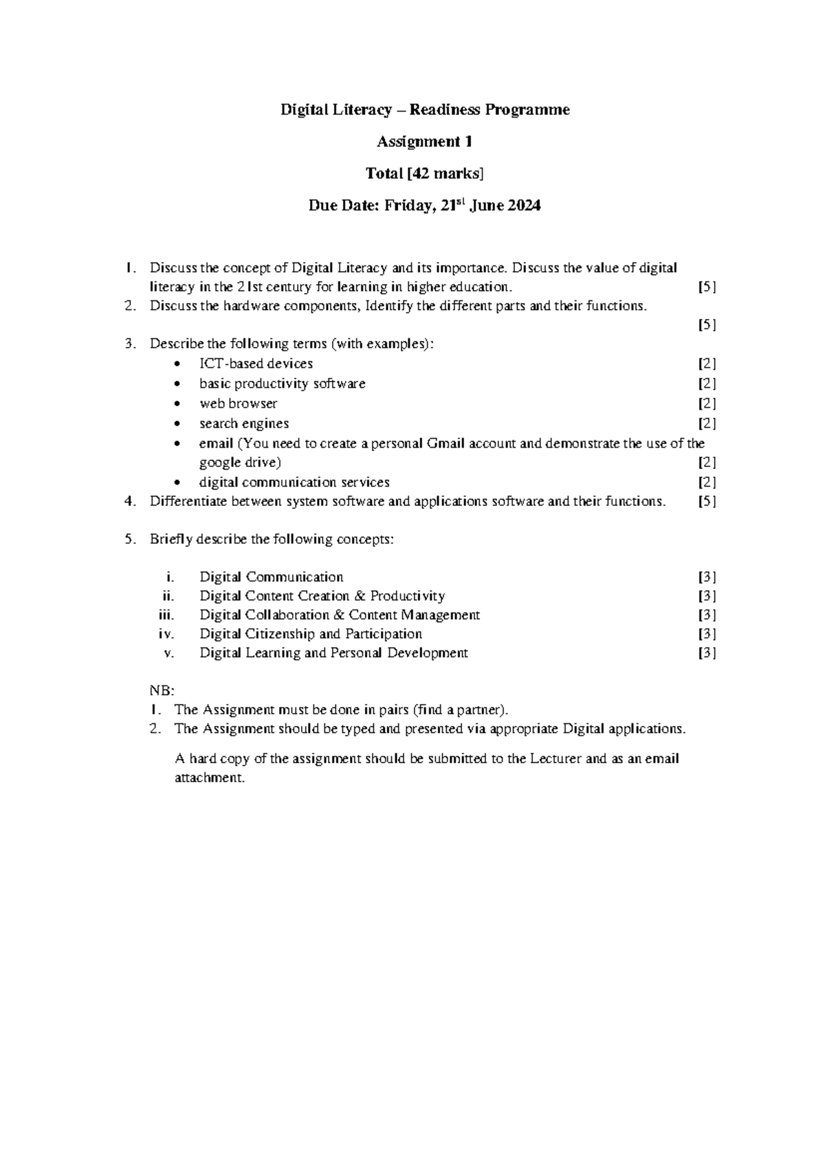 Assignment 1 - Digital Literacy – Readiness Programme Assignment 1 ...