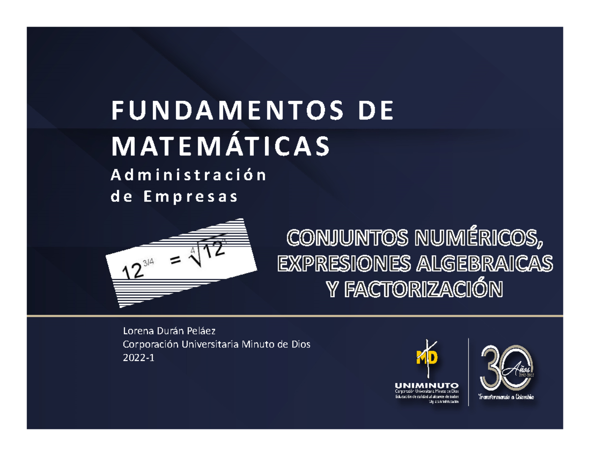 Unid 1 Conjuntos Álgebra T3-F - FUNDAMENTOS DE MATEMÁTICAS ...