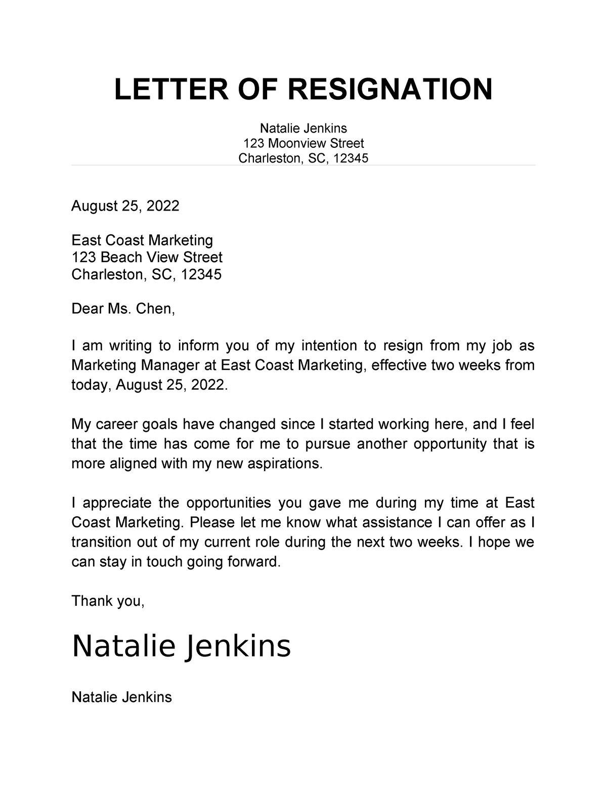 Resignation letter example free download - LETTER OF RESIGNATION ...