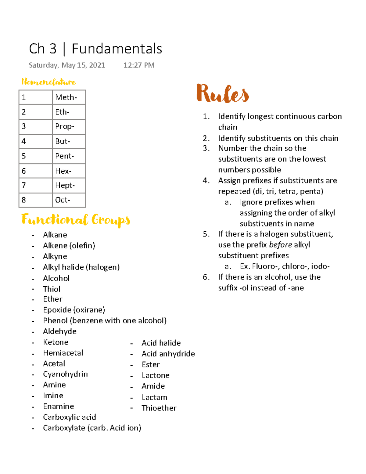 Ochem Fundamentals - Lecture Notes MCAT WEek - Chem 14D - UCLA - Studocu