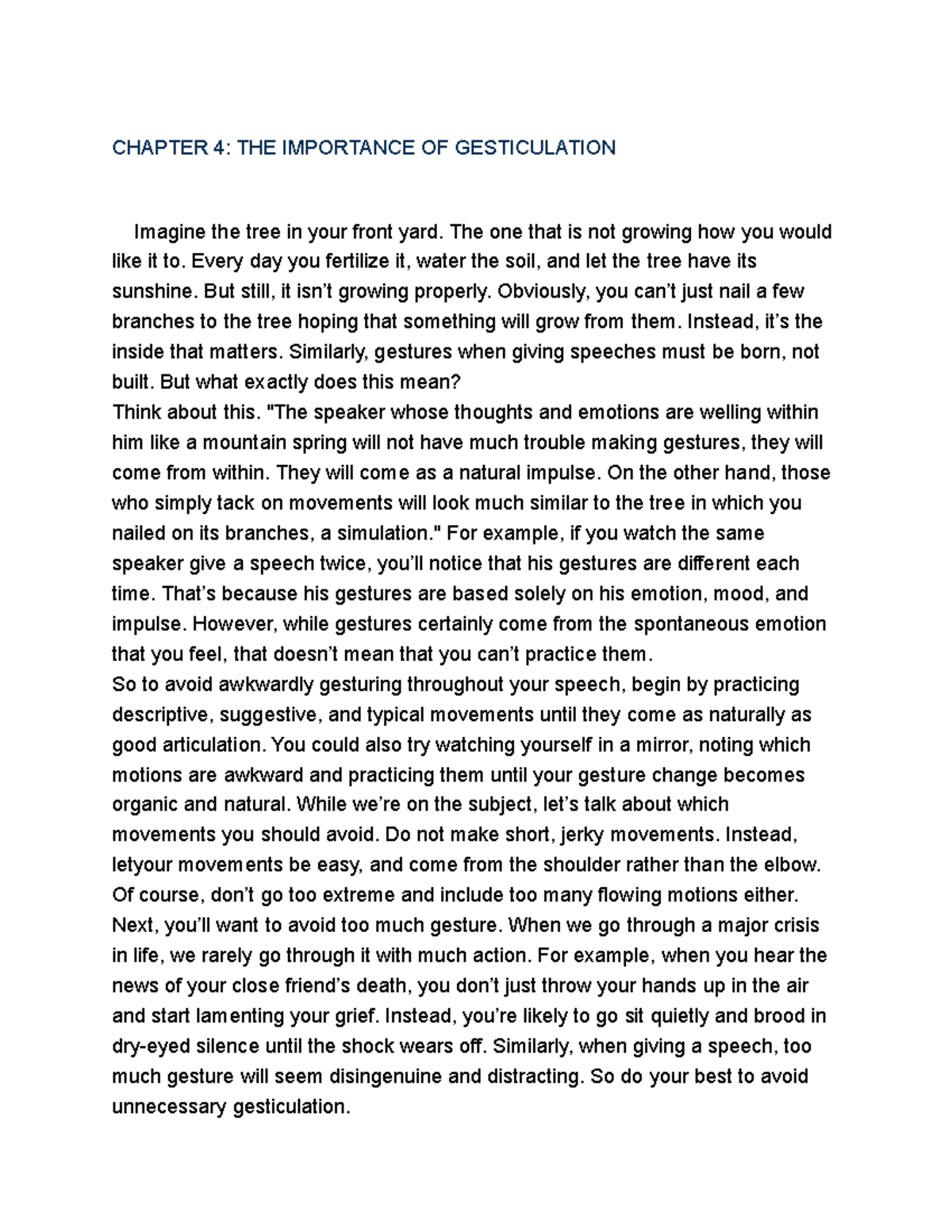 Chapter 4 the importance of gesticulation - CHAPTER 4: THE IMPORTANCE ...