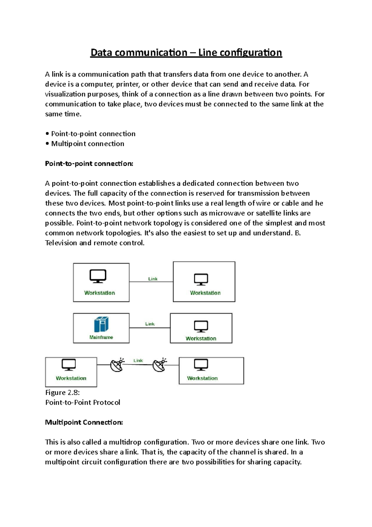 Data communication – Line configuration - A device is a computer ...