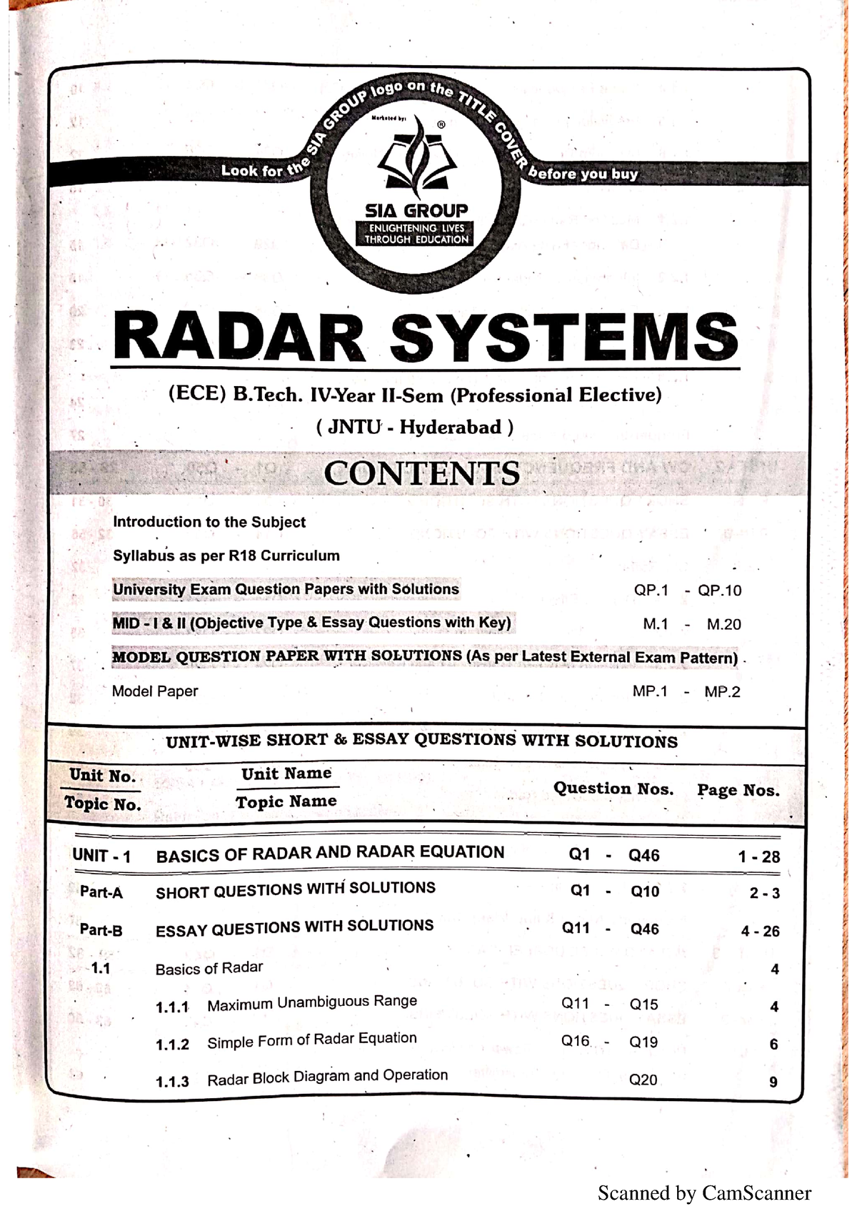 Radar Systems Unit 1 - Electronics And Communication Engineering - Studocu