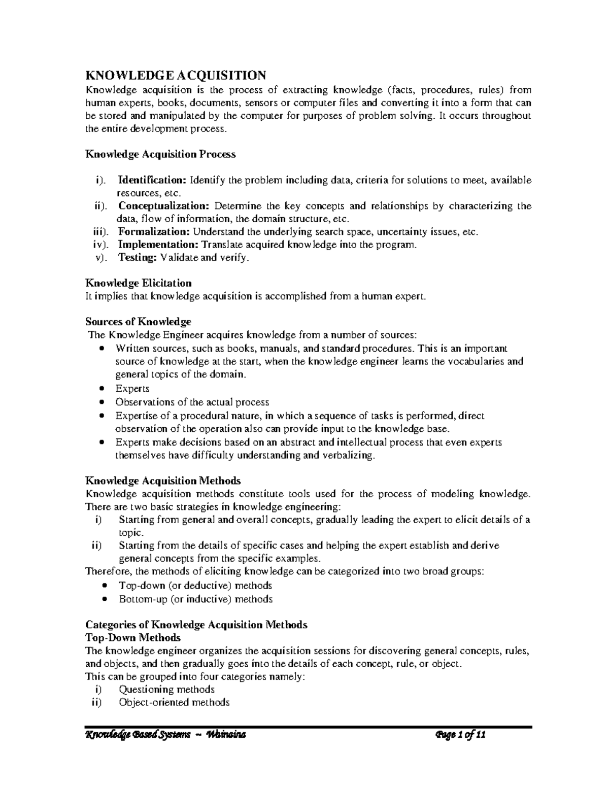 1 Knowledge Acquisition and Expert Systems - KNOWLEDGE ACQUISITION ...