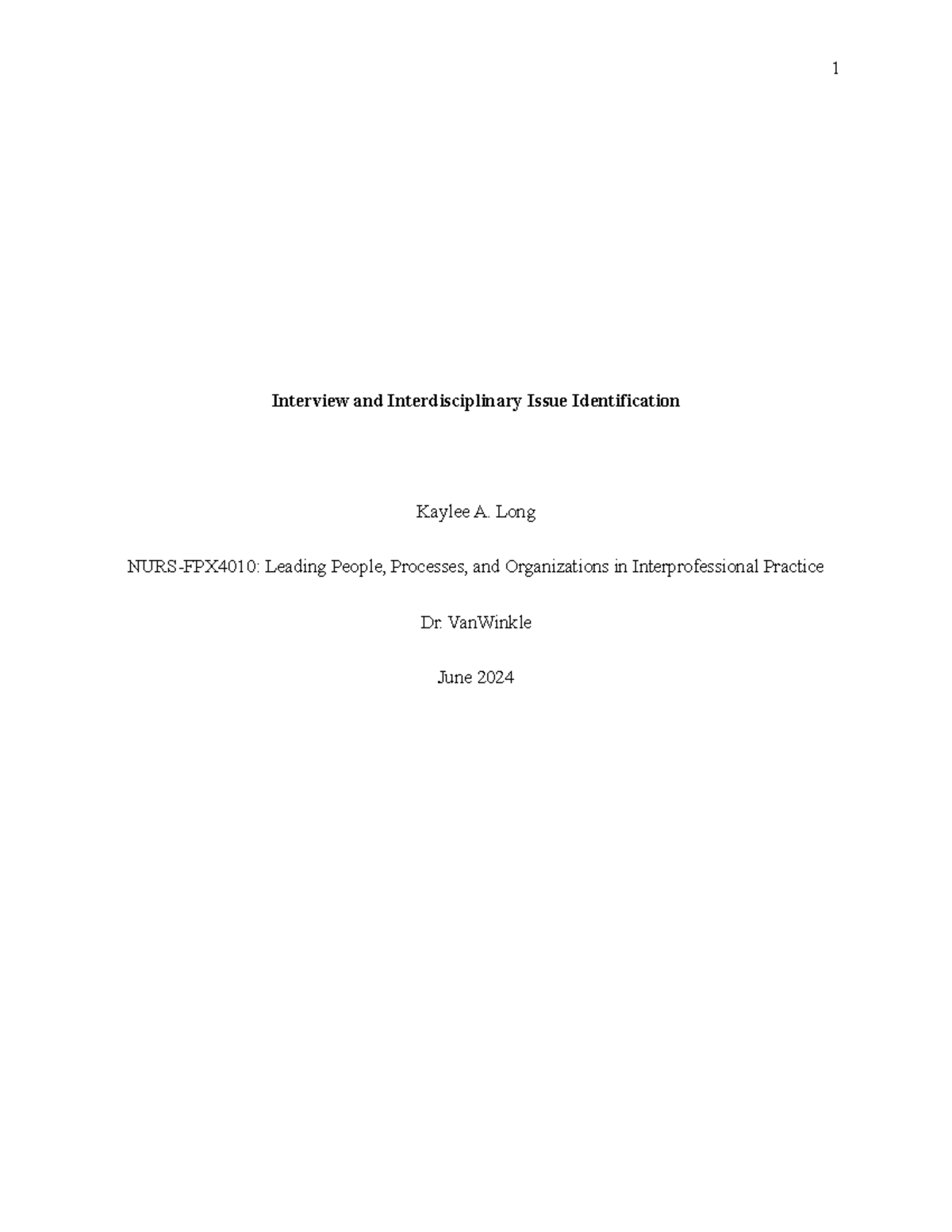 Assessment 3- attempt 1- Interview and Interdisciplinary Issue ...