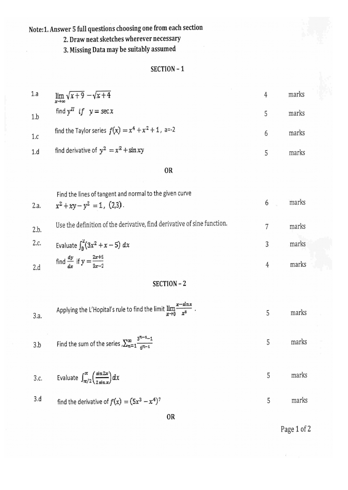 Advanced Calculus And Complex Analysis QUESTIONS - Studocu