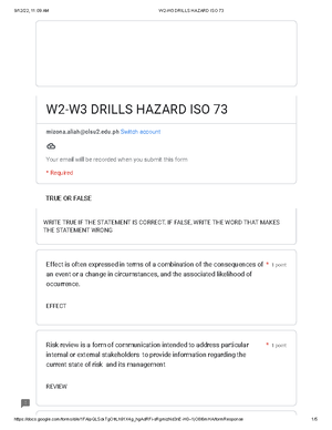 W2-W3 Drills Hazard ISO 73 P3 - IDENTIFICATION: TYPES of HAZARD kindly ...