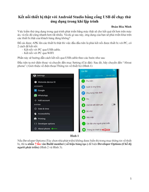 Kết nối thiết bị thật với Android Studio bằng cổng USB - 1 Kết nối thiết bị  thật với Android Studio - Studocu