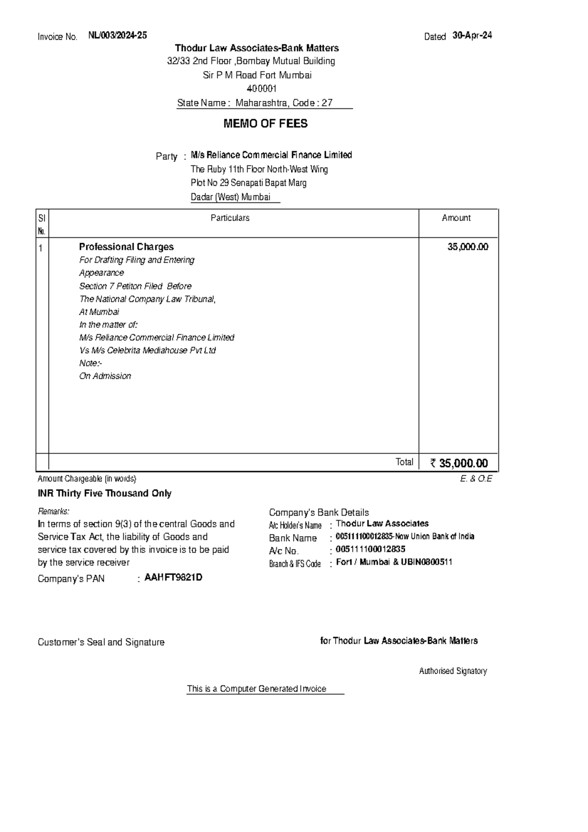 003 - required to submit SEM 6 DPC ASSIGNMENT - Invoice No. NL/003/2024 ...