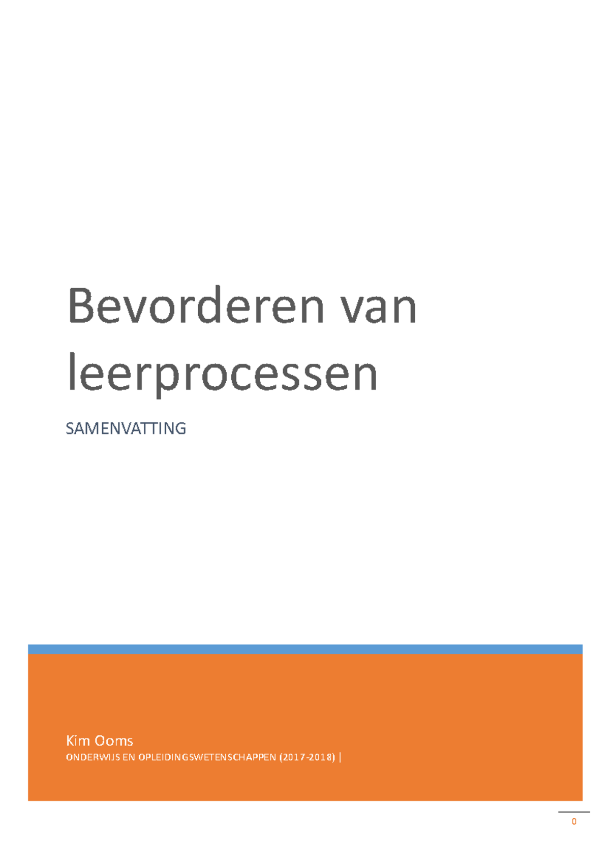 Bevorderen Van Leerprocessen - Samenvatting - Kim Ooms ...