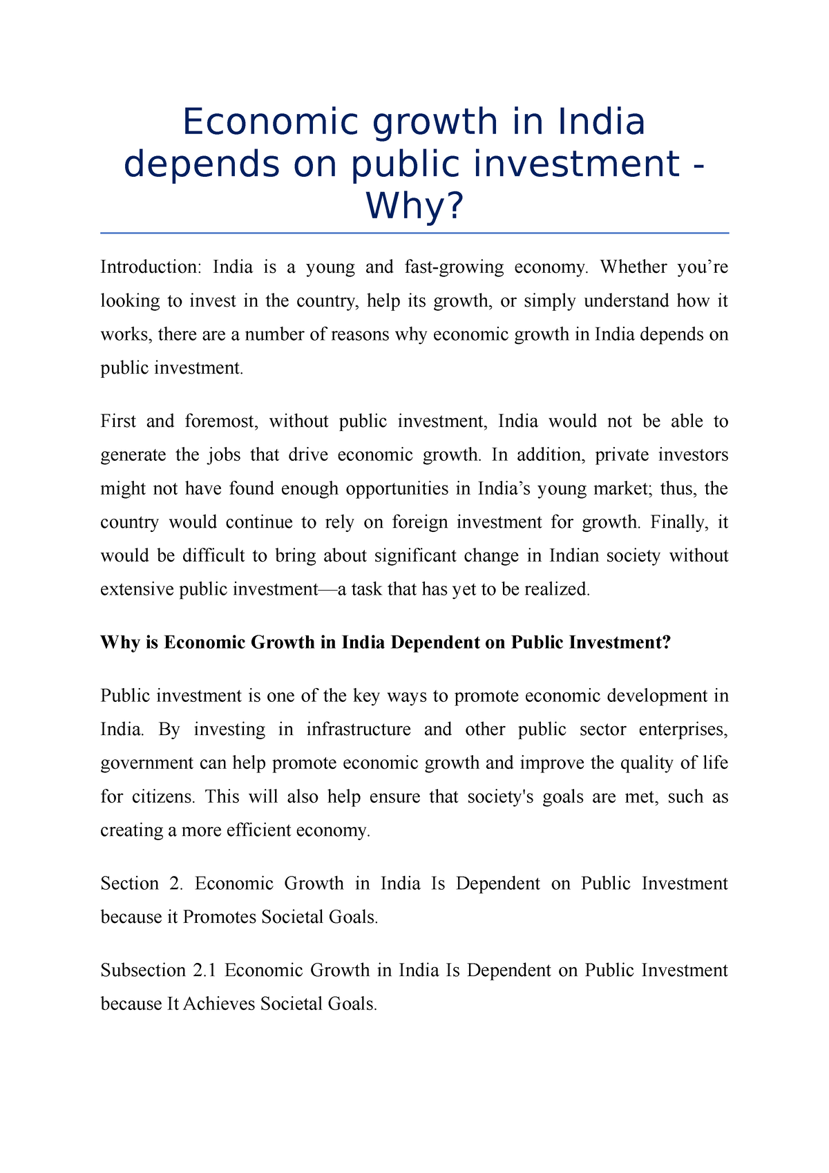 indian gdp essay