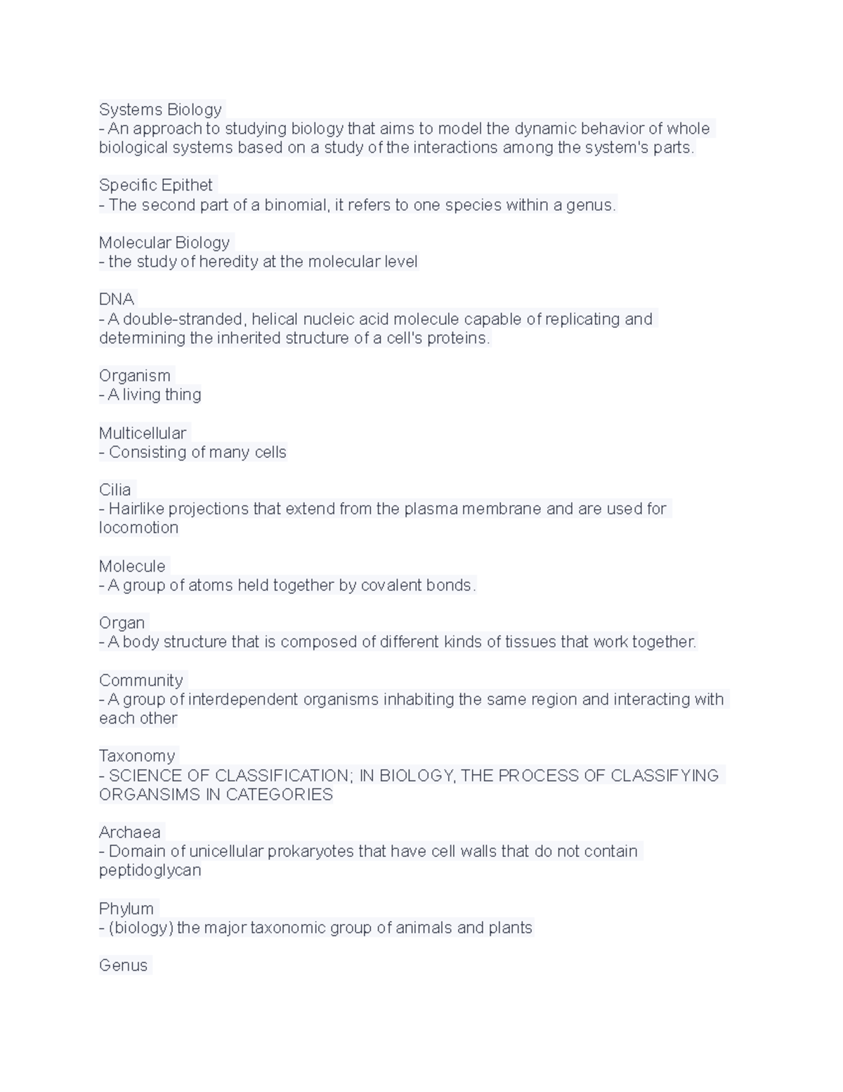 BIO 110-1-2 - Biology - Systems Biology An approach to studying biology ...