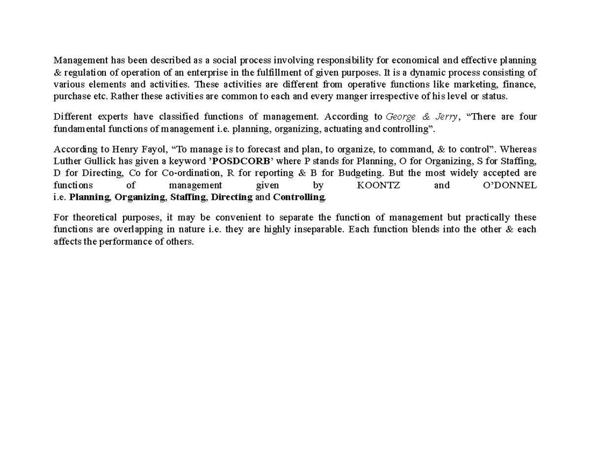 Fun of Mangement - function of management - Management has been ...