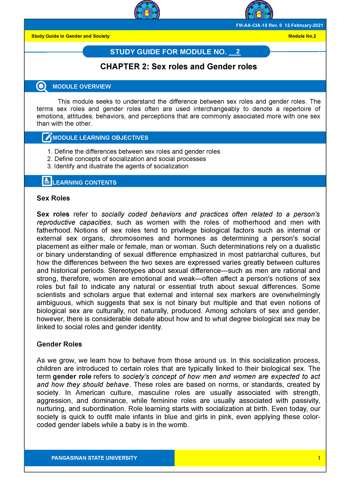 Gee2 Module 2 Sex And Gender Roles 2 Chapter 2 Sex Roles And Gender Roles Module Overview 1262