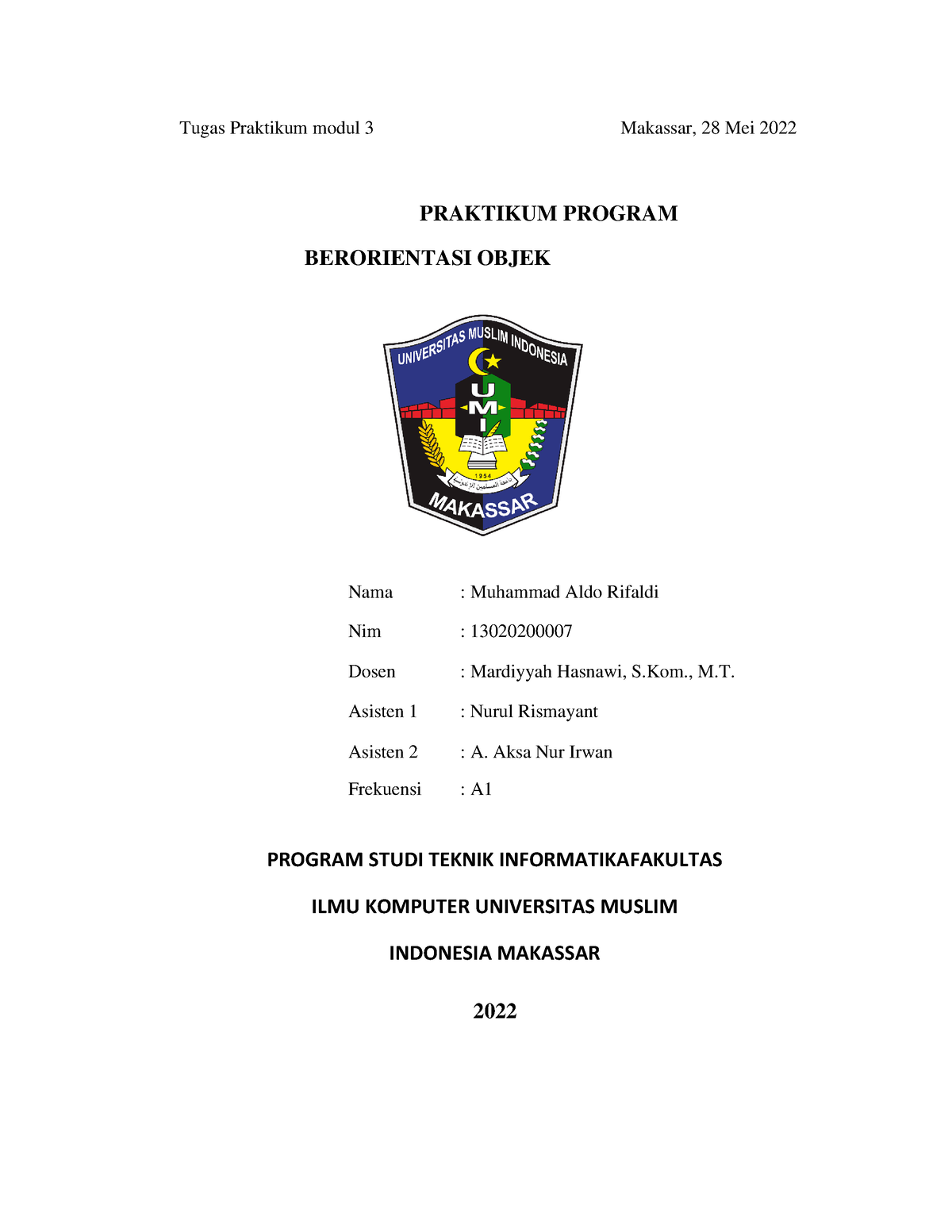 Praktikum Modul 3 PROGRAM BERORIENTASI OBJEK - Tugas Praktikum Modul 3 ...