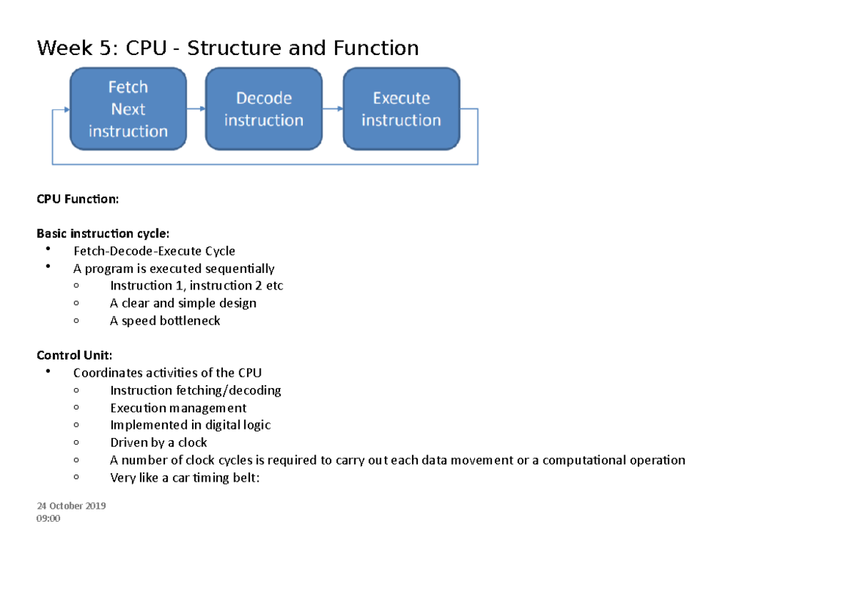 CA Week 5 CPU - Structure and Function - Week 5: CPU - Structure and ...
