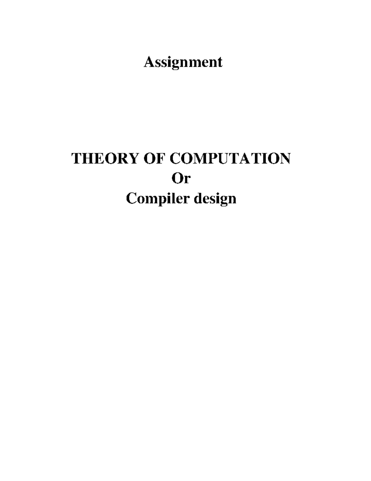 theory of computation assignment solution