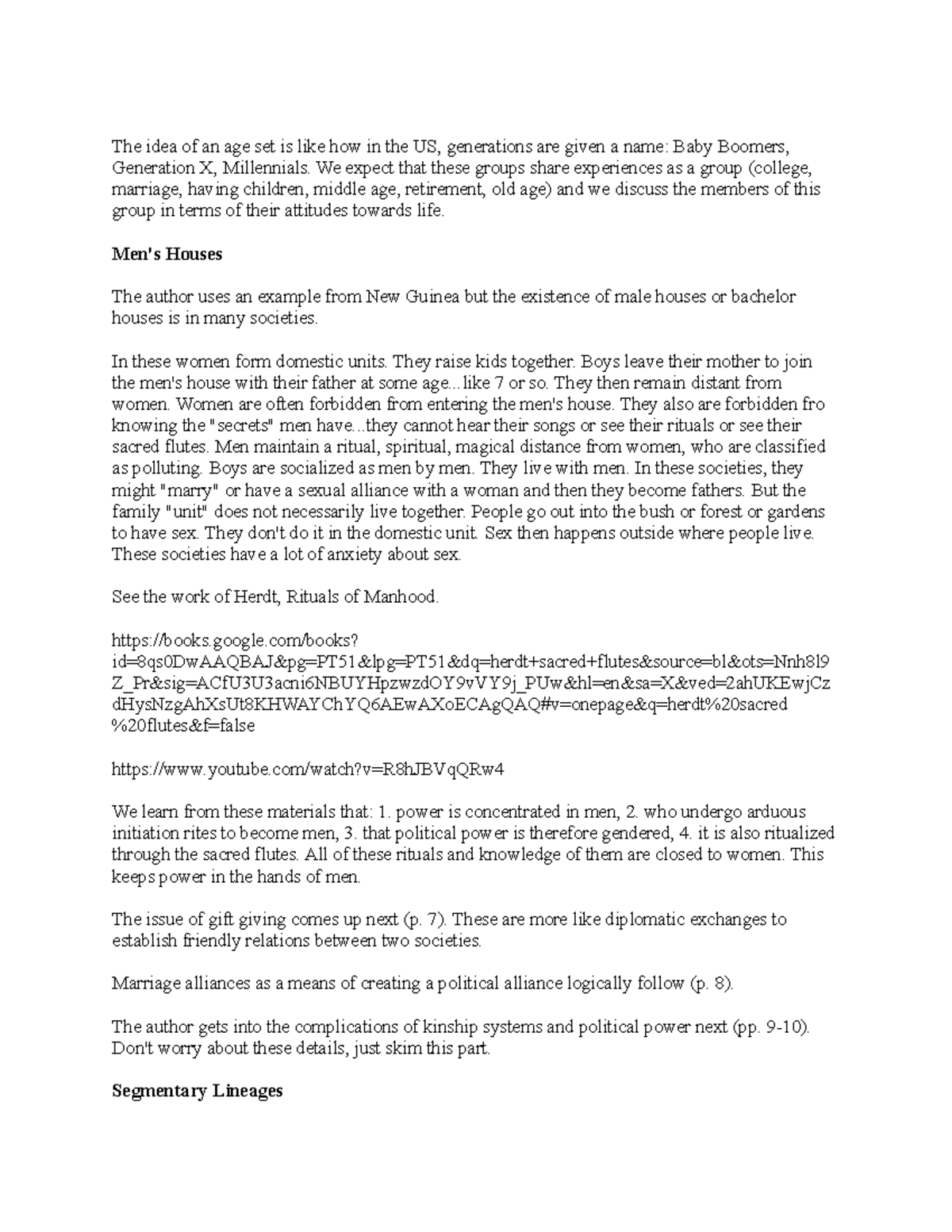 Political anthro ANT 101(3).part 3 - The idea of an age set is like how ...