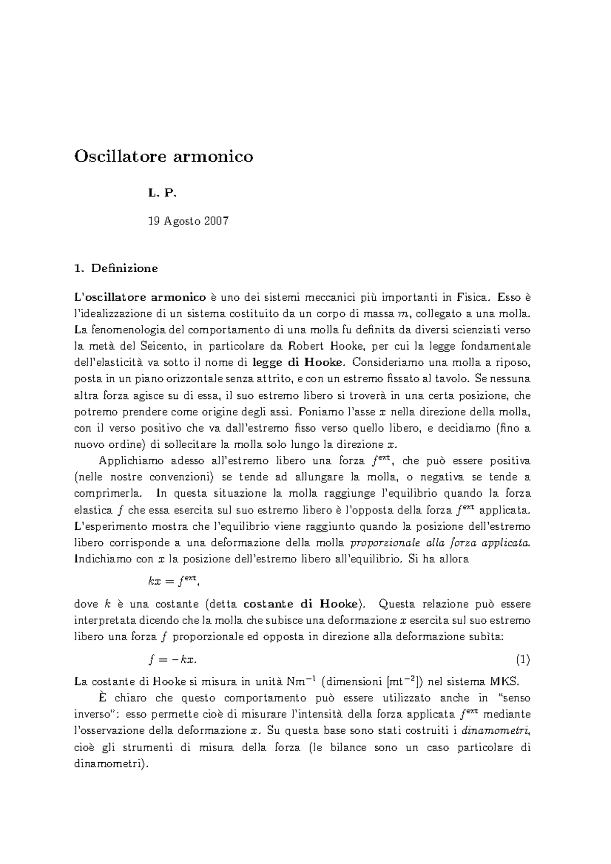 Oscill 1 - MISURE PER IL CONTROLLO DI QUALITA' - L. P. 19 Agosto 2007 ...