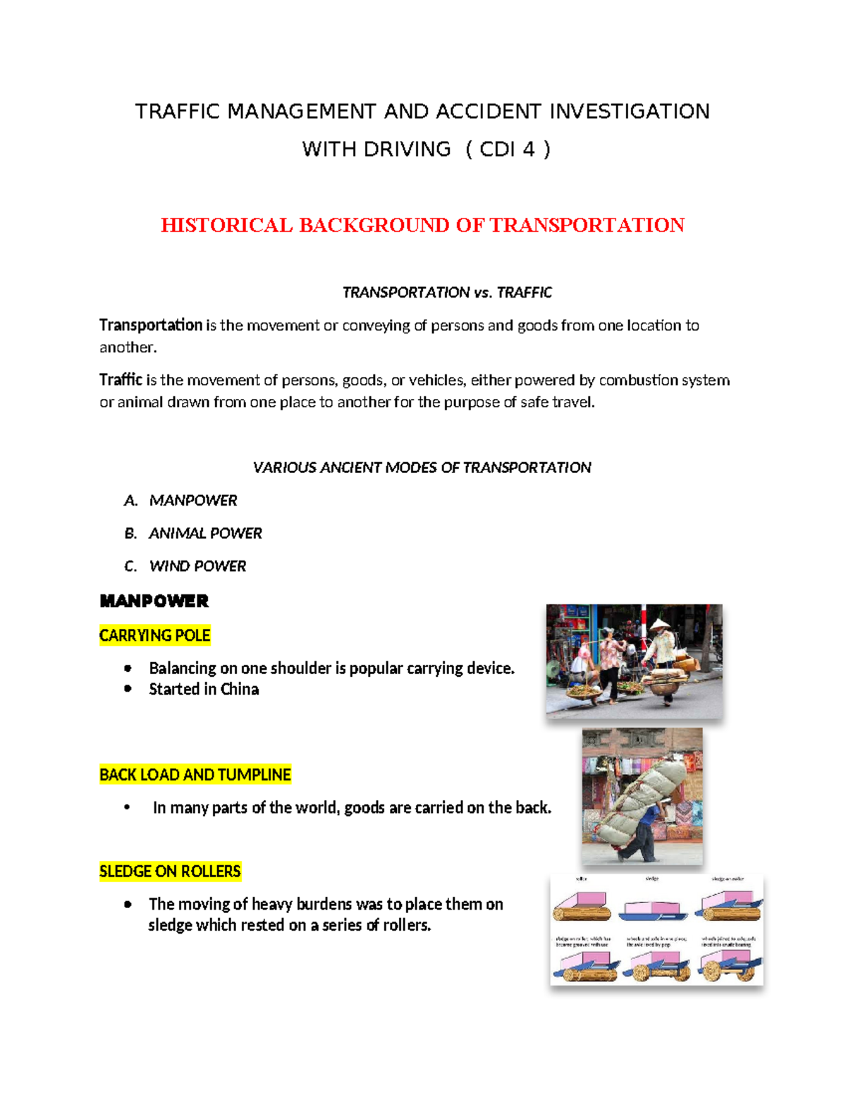 CDI4 Traffic Management - TRAFFIC MANAGEMENT AND ACCIDENT INVESTIGATION ...