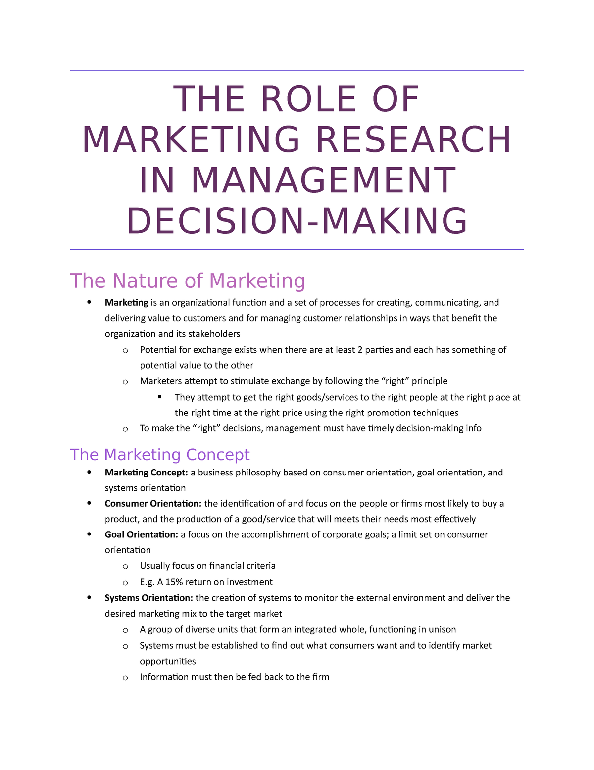 role of marketing research in decision making pdf