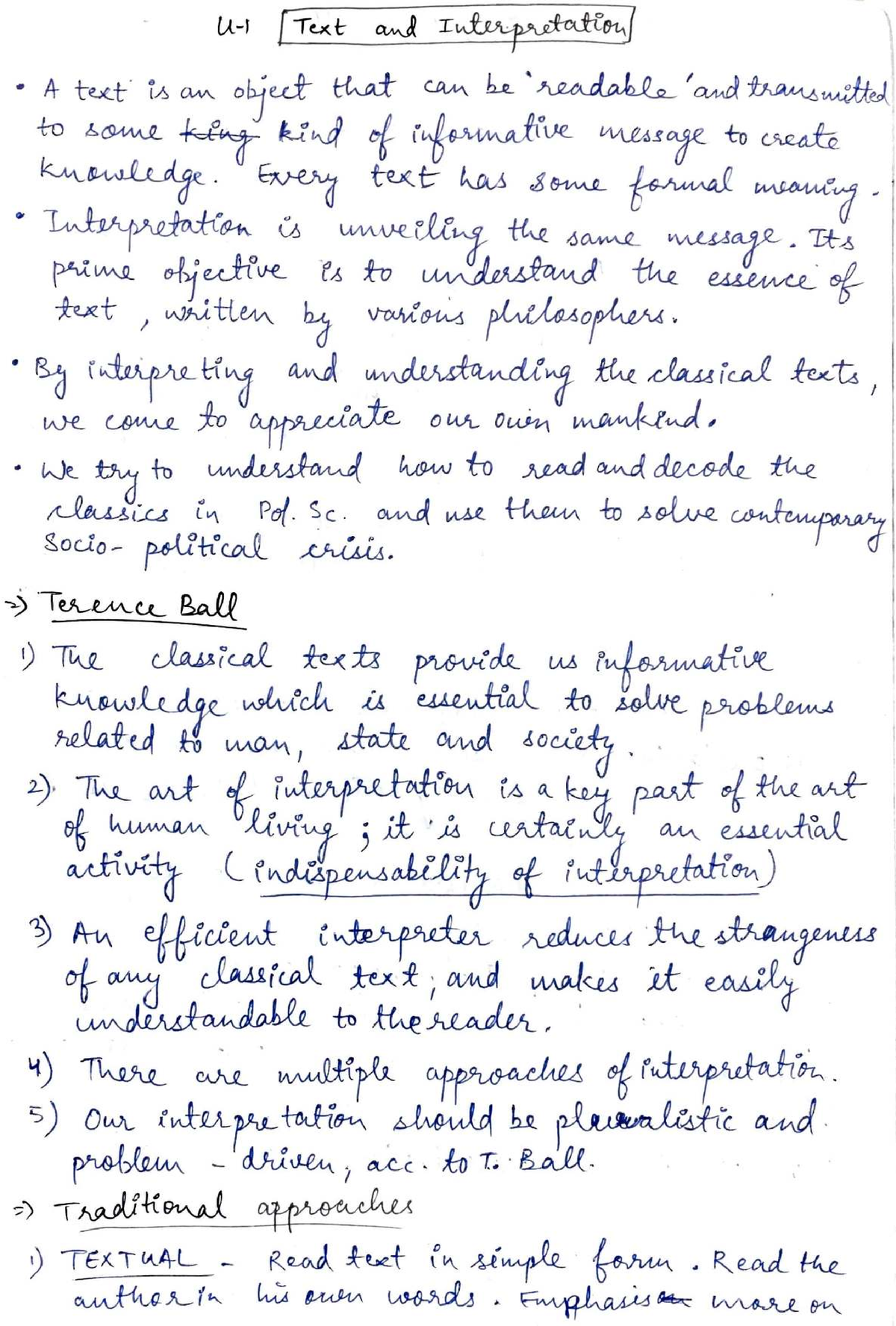 Classical Political Philosophy Handwritten Notes Semester 5 - BA ...