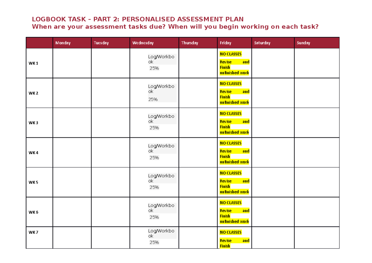 ACAD English Logbook TASK LOGBOOK TASK PART 2 PERSONALISED