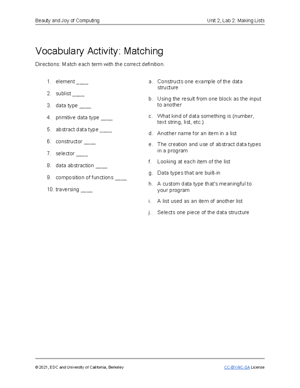 Copy+of+Unit+2 +Lab+2,+Vocabulary+Activities - Vocabulary Activity ...