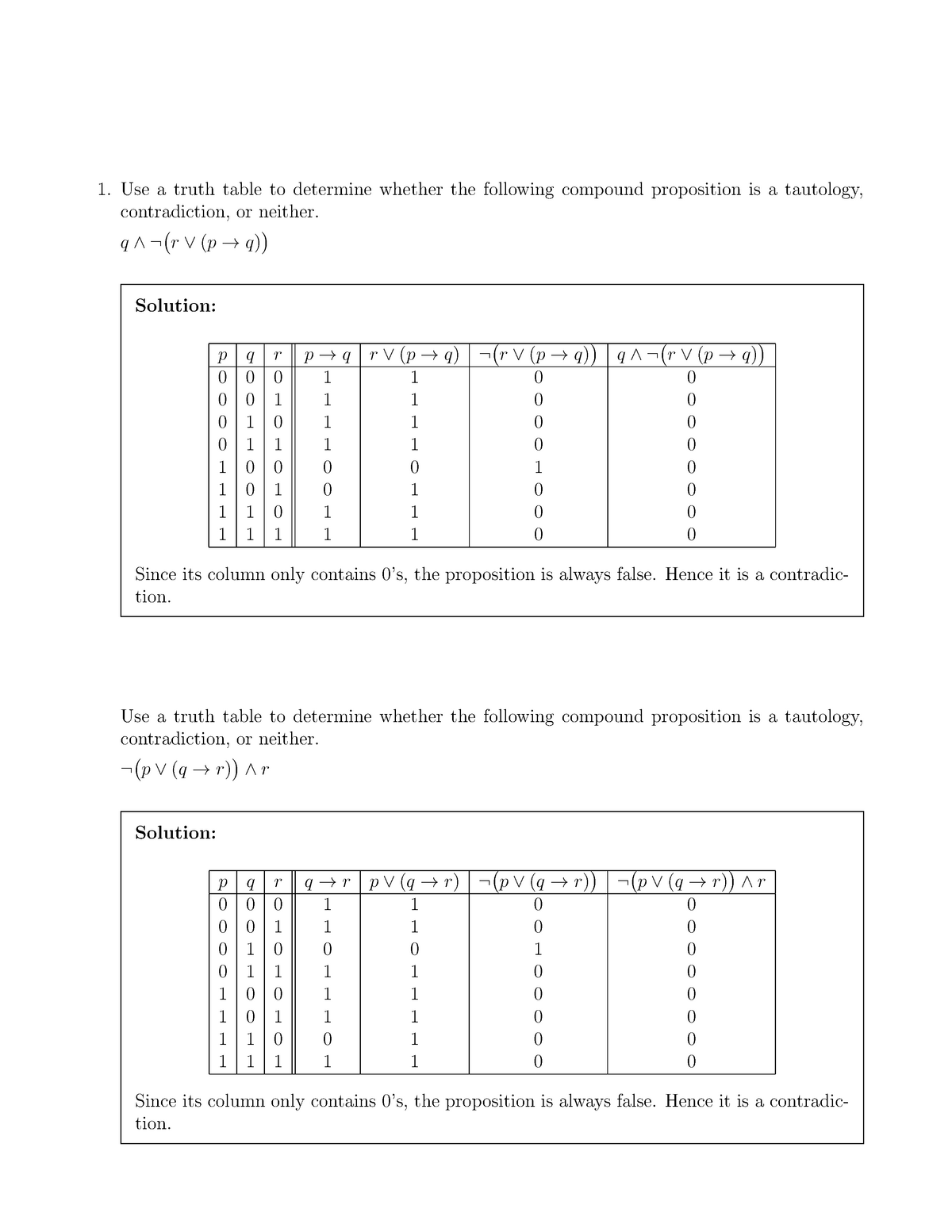 test1solutions-use-a-truth-table-to-determine-whether-the-following