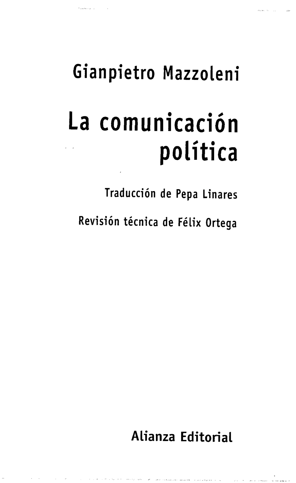 Mazzoleni Gianpietro La Comunicacion Politica - Gianpietro Mazzoleni La ...